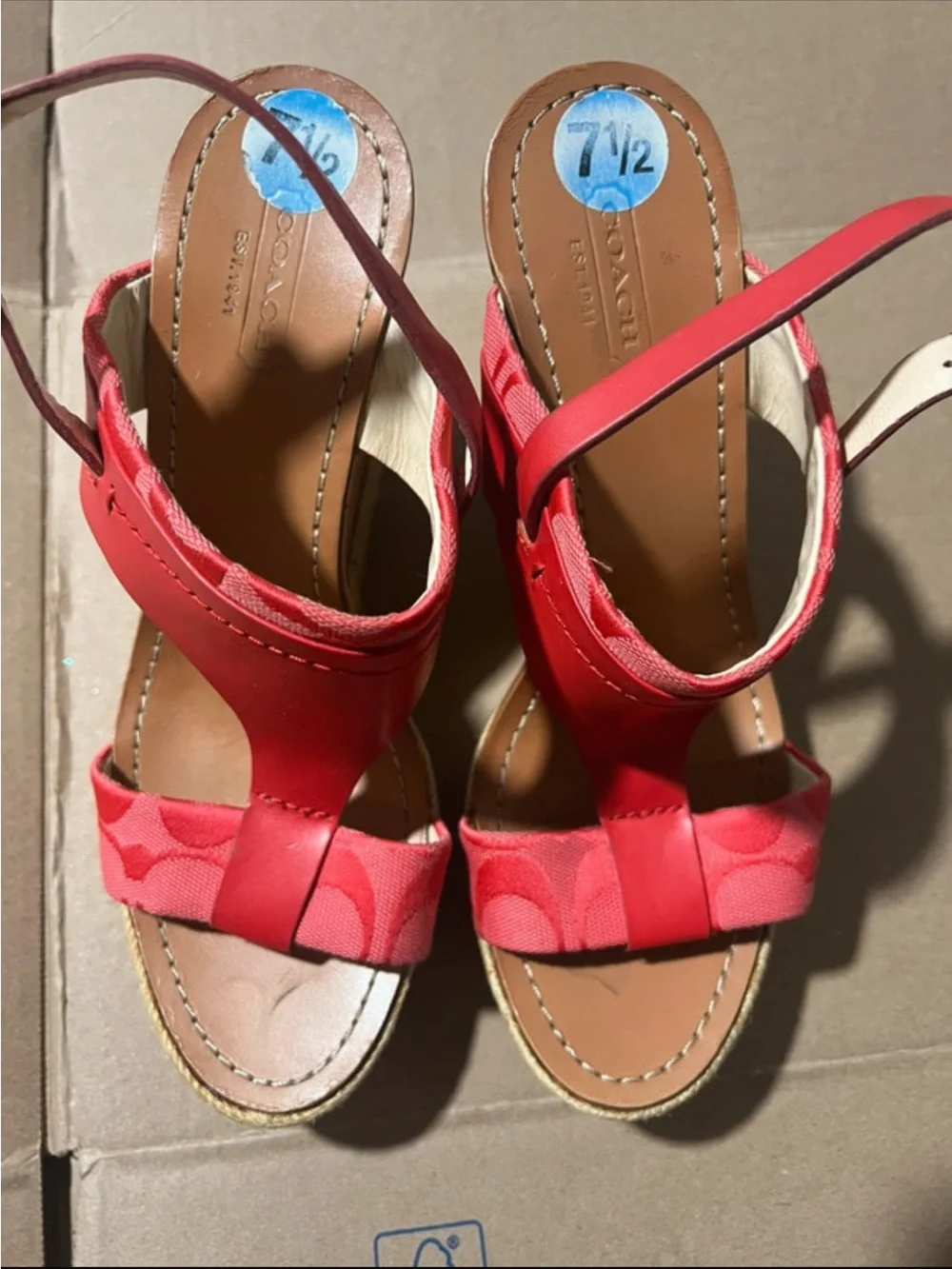Coach Mendez Wedge Cork Platform Wedge Sandal Size 7.5